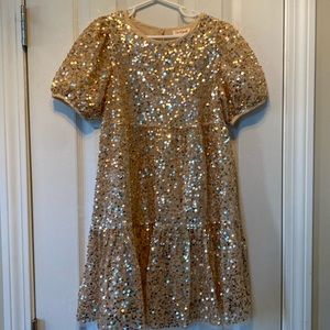 Girls Gold Sequin Dress